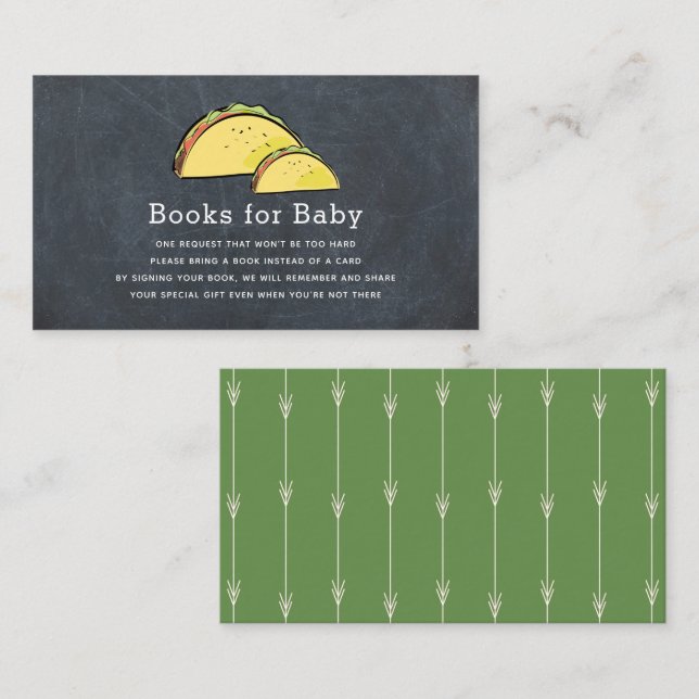 Taco Baby Shower Black Chalkboard Book Request Enclosure Card (Front/Back)