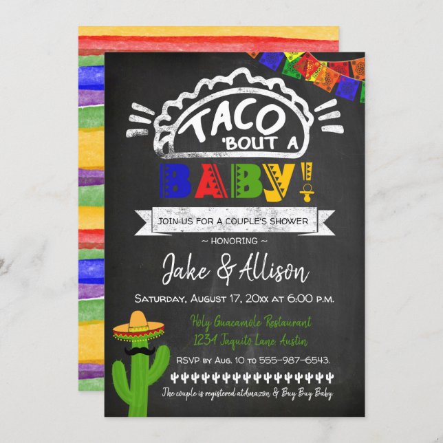 Taco Baby Shower for Couple Invitation (Front/Back)