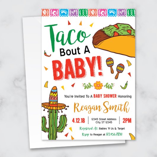 Taco Baby Shower Invitation, Fiesta Baby Shower (Front)
