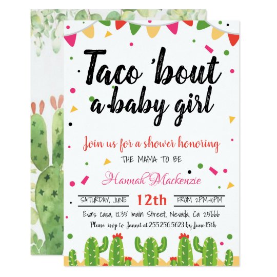 Taco baby shower invitation taco bout a baby girl | Zazzle.com