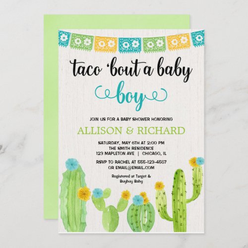 Taco baby shower Mexican fiesta boy couples Invitation