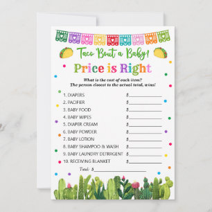 Taco Baby Shower Price is Right, Taco Bout Advice Card