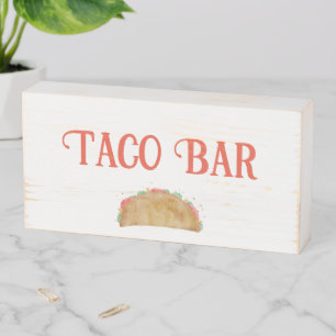 Taco Bar Food Buffet Label, Mexican Theme Party Wooden Box Sign