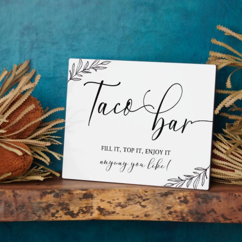 Taco Bar sign Tabletop Plaque with Easel
