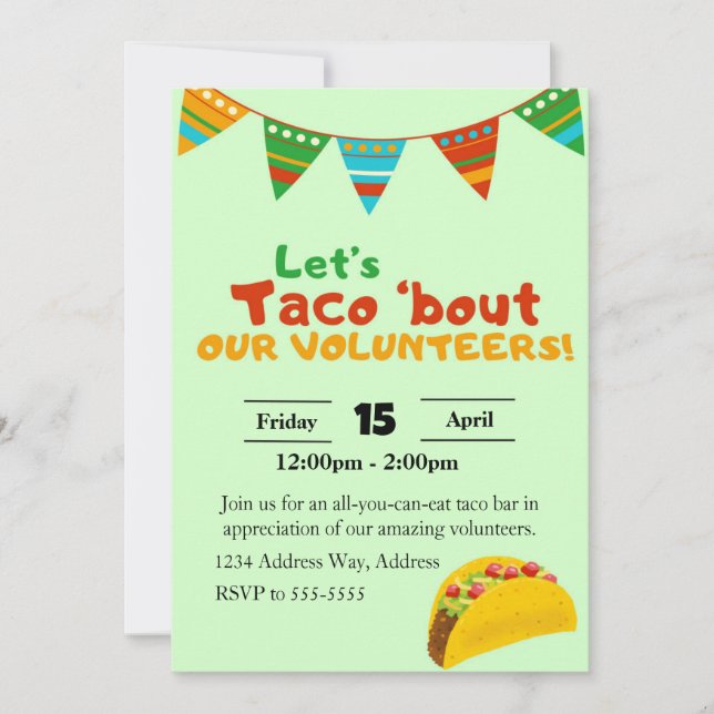 Taco Bar Volunteer Appreciation Lunch Invitation (Front)