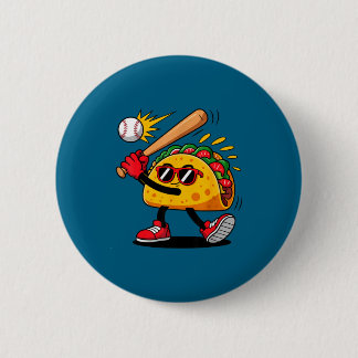 Taco baseball mexican cinco de mayo men kids button