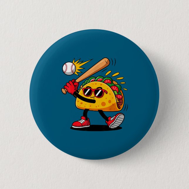 Taco baseball mexican cinco de mayo men kids  button (Front)