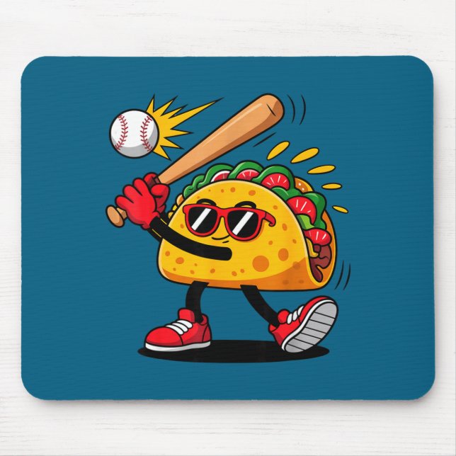 Taco baseball mexican cinco de mayo men kids  mouse pad (Front)