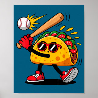 Taco baseball mexican cinco de mayo men kids poster