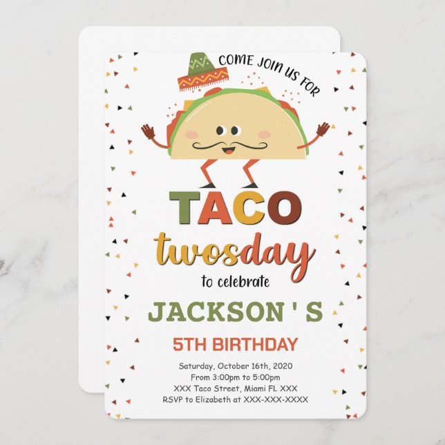 Taco Birthday Invitation (Front/Back)
