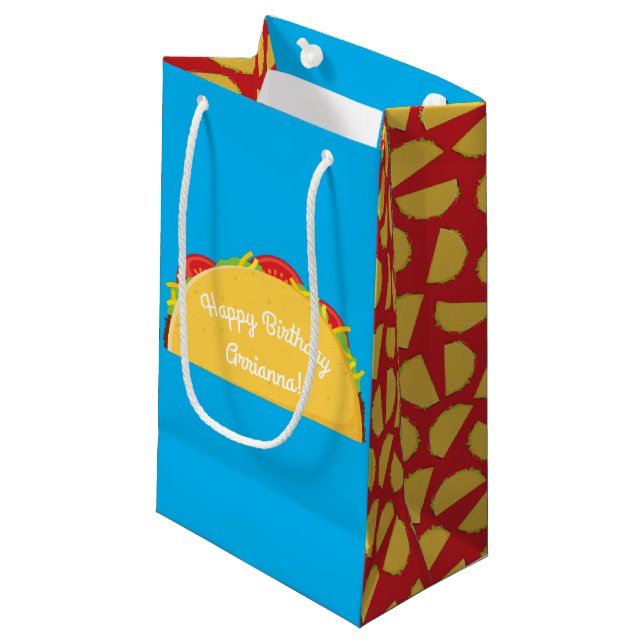 Taco Birthday Party Mexican Food Small Gift Bag (Front Angled)