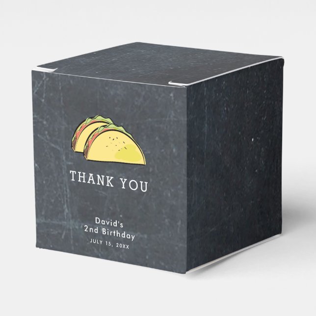 Taco Black Chalkboard Thank You Favor Boxes (Front Side)