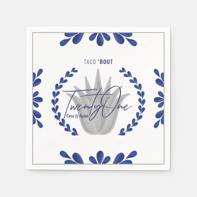 Taco' Bout 21 | Blue/Silver Tequila Napkins (Front)