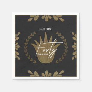 Taco' Bout 40 Black/Gold Tequila Napkins