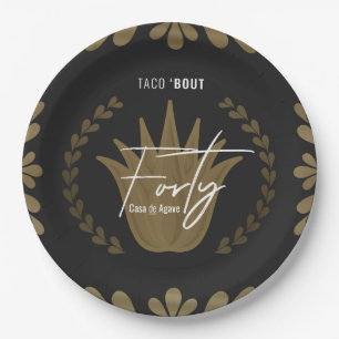 Taco' Bout 40 Black/Gold Tequila Paper Plates