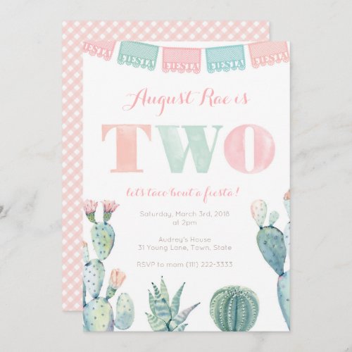 Taco bout a 2nd birthday mexican fiesta party invitation