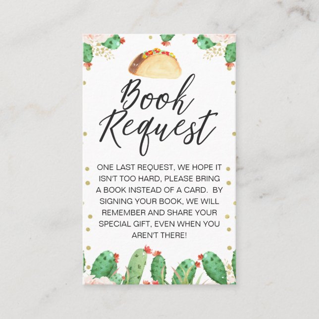 Taco Bout A Baby Baby Shower Book Request Insert (Front)