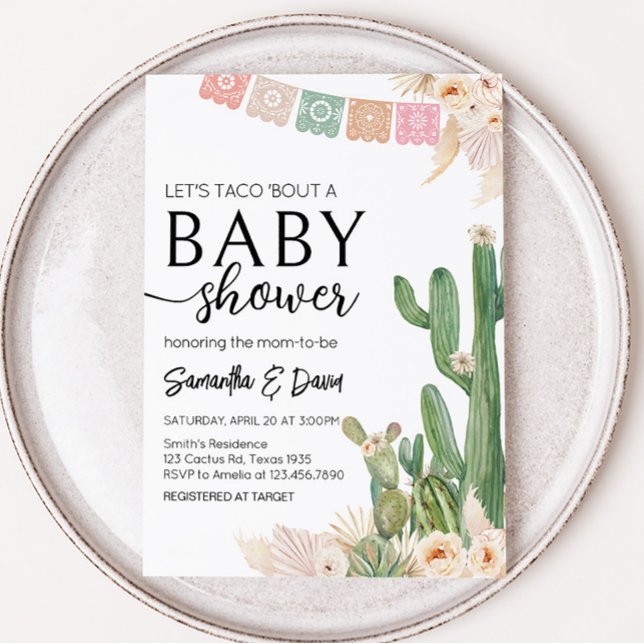 Taco Bout A Baby Baby Shower Invitation (Boho Fiesta Baby Shower Invitation)