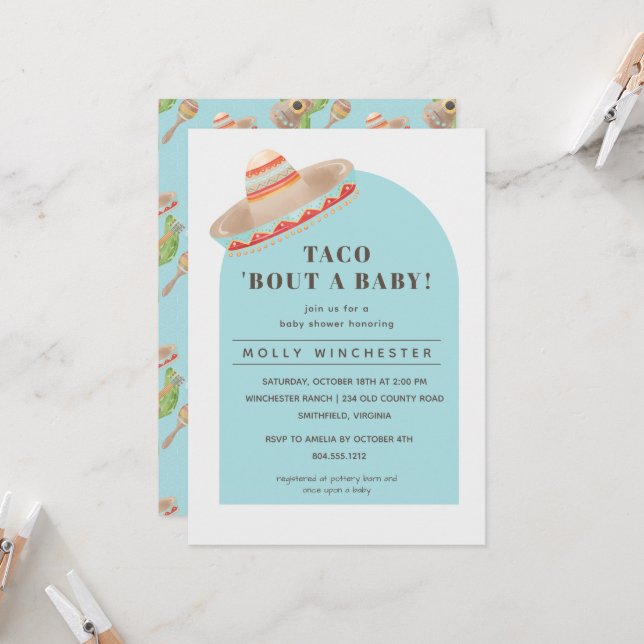 Taco Bout a Baby Baby Shower Invitation (Front/Back In Situ)