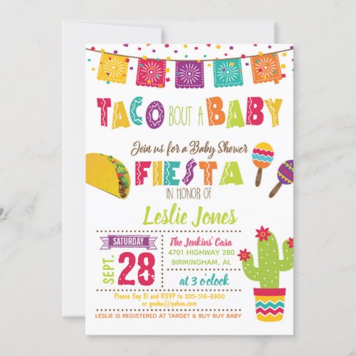 Taco Bout a Baby Baby Shower Invitation _ White