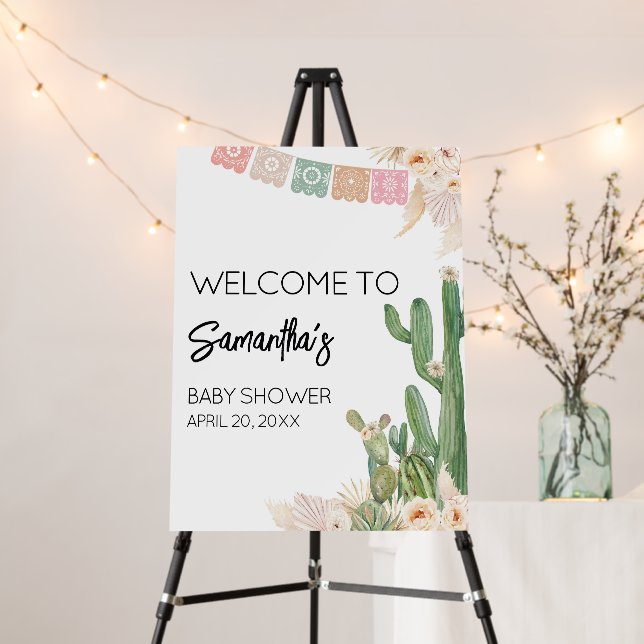 Taco Bout A Baby Boho Baby Shower Welcome Sign (In Situ (Stand))