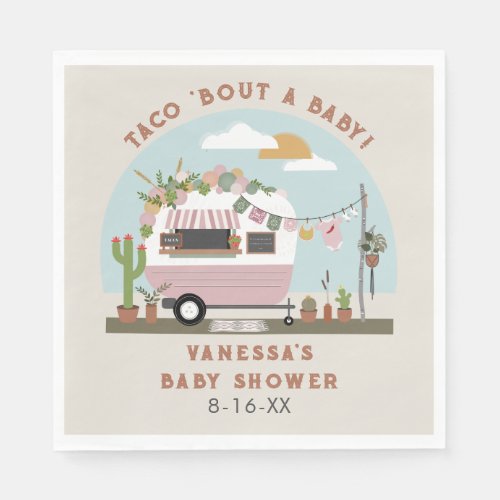 Taco Bout A Baby Boho Camper Girl Baby Shower  Napkins