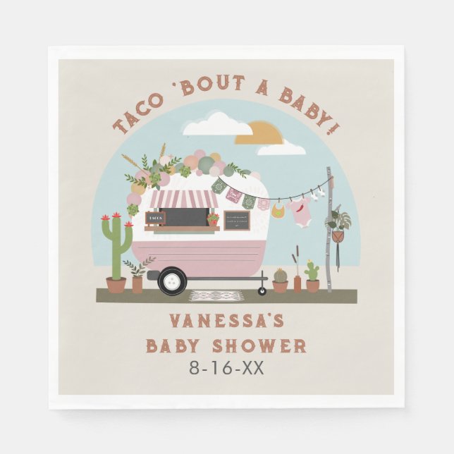 Taco Bout A Baby Boho Camper Girl Baby Shower  Napkins (Front)