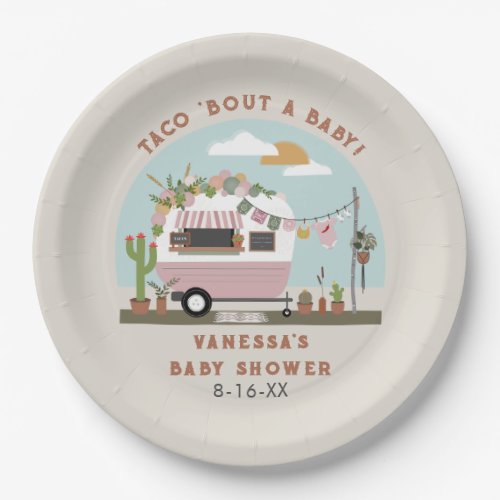 Taco Bout A Baby Boho Camper Girl Baby Shower  Paper Plates