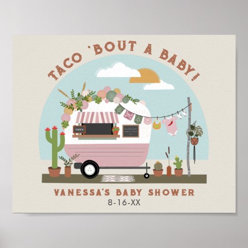 Taco Bout A Baby Boho Camper Girl Baby Shower  Poster
