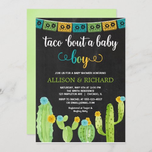 Taco bout a baby boy Fiesta cactus baby shower Invitation