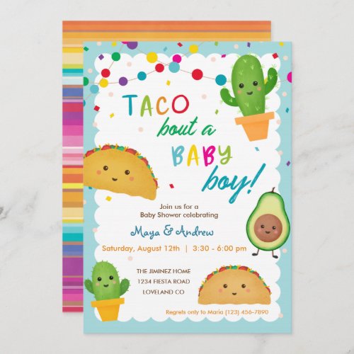 Taco bout a baby boy _ fiesta theme baby shower in invitation