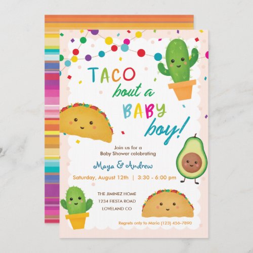 Taco bout a baby boy _ fiesta theme baby shower invitation