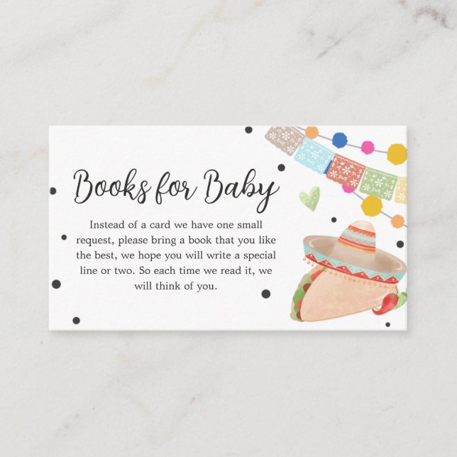 Taco Bout A Baby Cactus Baby Shower Books for Baby Enclosure Card (Front)