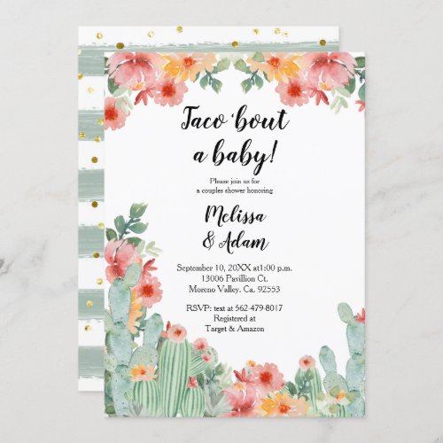 Taco bout a Baby Cactus Baby Shower Invitation