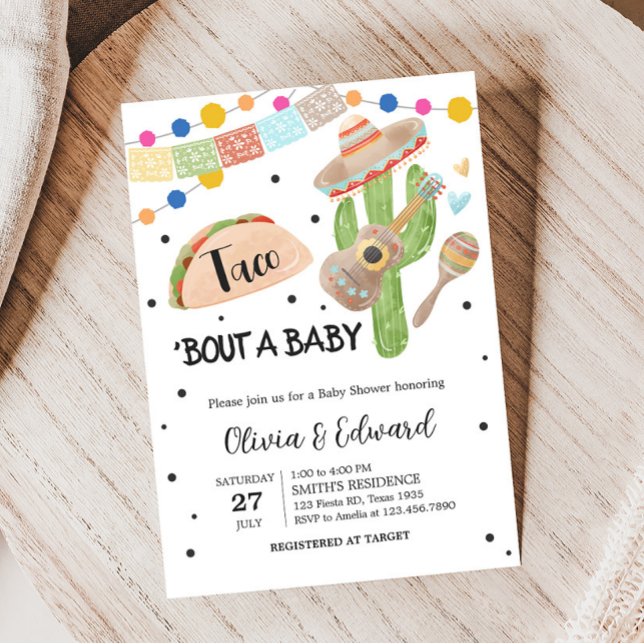 Taco Bout A Baby Cactus Baby Shower  Invitation (Fiesta Cactus Baby Shower Invitation)