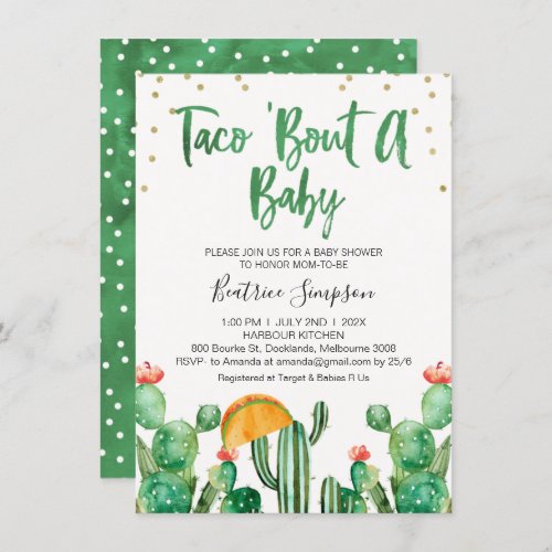 Taco Bout A Baby Cactus Baby Shower Invitation