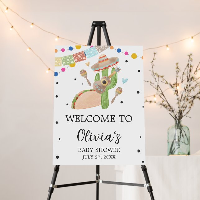 Taco Bout A Baby Cactus Baby Shower Welcome Sign (In Situ (Stand))