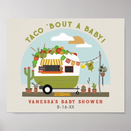 Taco Bout A Baby Camper Neutral Baby Shower Poster