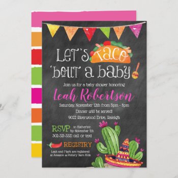 Taco Bout A Baby - Chalkboard Baby Shower Invitation by modernmaryella at Zazzle