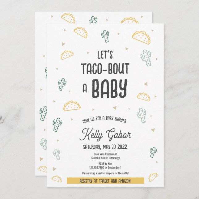 Taco-Bout a Baby, Fiesta Baby Shower Invitation (Front/Back)