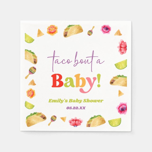 Taco Bout A Baby! Fiesta Baby Shower Napkins (Front)