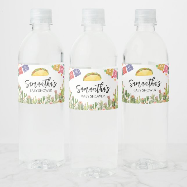 Taco Bout A Baby Fiesta Baby Shower Water Bottle Label (Bottles)