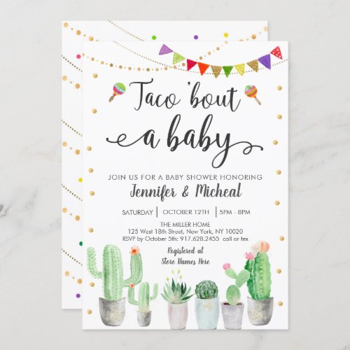 Taco Bout A Baby Fiesta Cactus Baby Shower Invitation