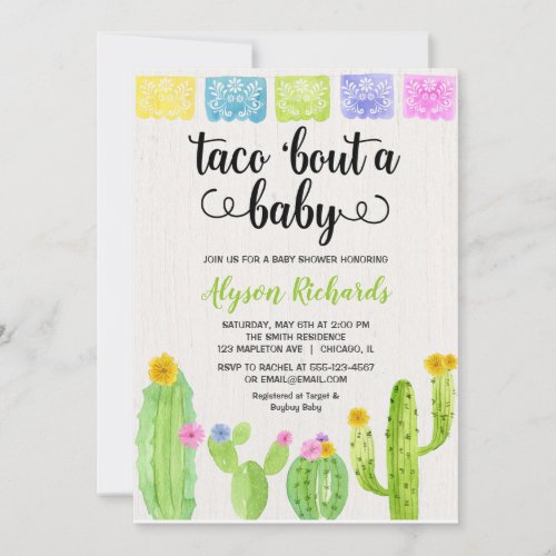 Taco bout a baby Fiesta cactus baby shower Invitation