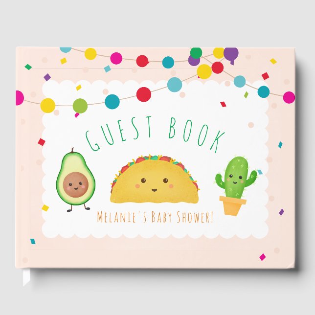 Taco bout a baby - fiesta theme baby shower  guest guest book (Front)