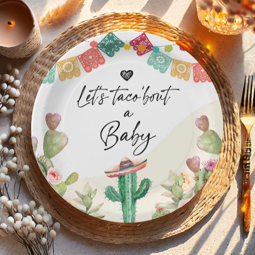 Taco Bout a Baby Fiesta Watercolor Cactus Shower Paper Plates