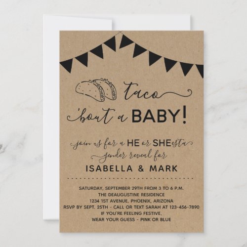 Taco Bout a Baby Gender Reveal Party Invitation
