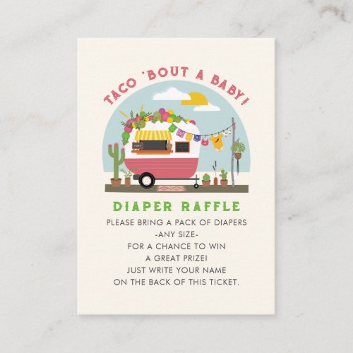 Taco Bout A Baby Girl Baby Diaper Raffle Enclosure Card