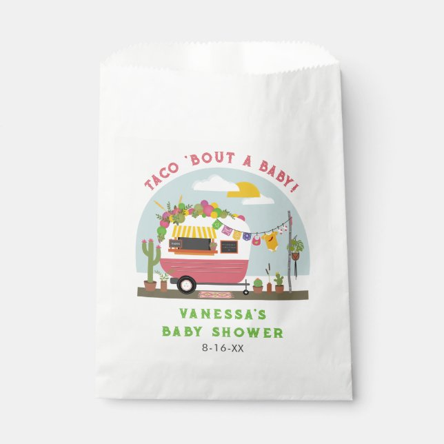 Taco Bout A Baby Hot Pink Girl Baby Shower Favor Bag (Front)