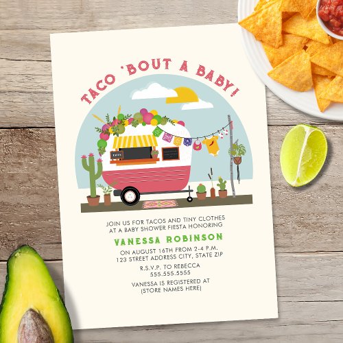 Taco Bout A Baby Hot Pink Girl Baby Shower Invitation